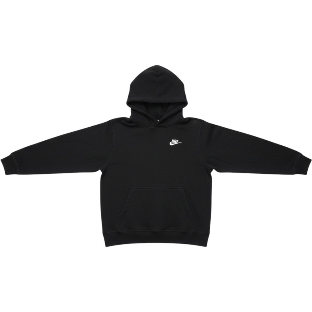 Nike Sportswear Club Fleece Pullover Hoodie Black Kids Large Embroidered Logo
